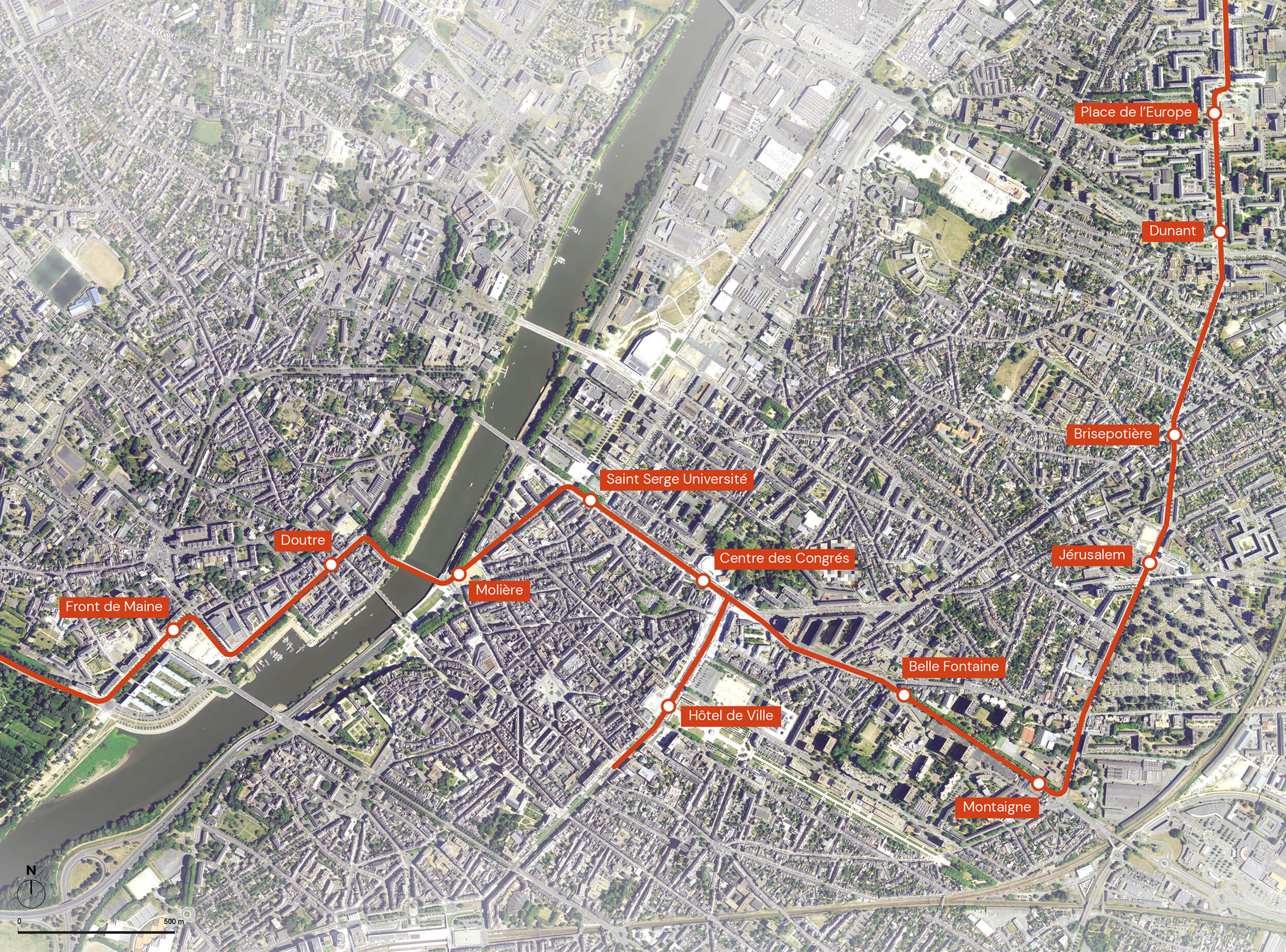 La ligne B du tramway d'Angers ang_trace