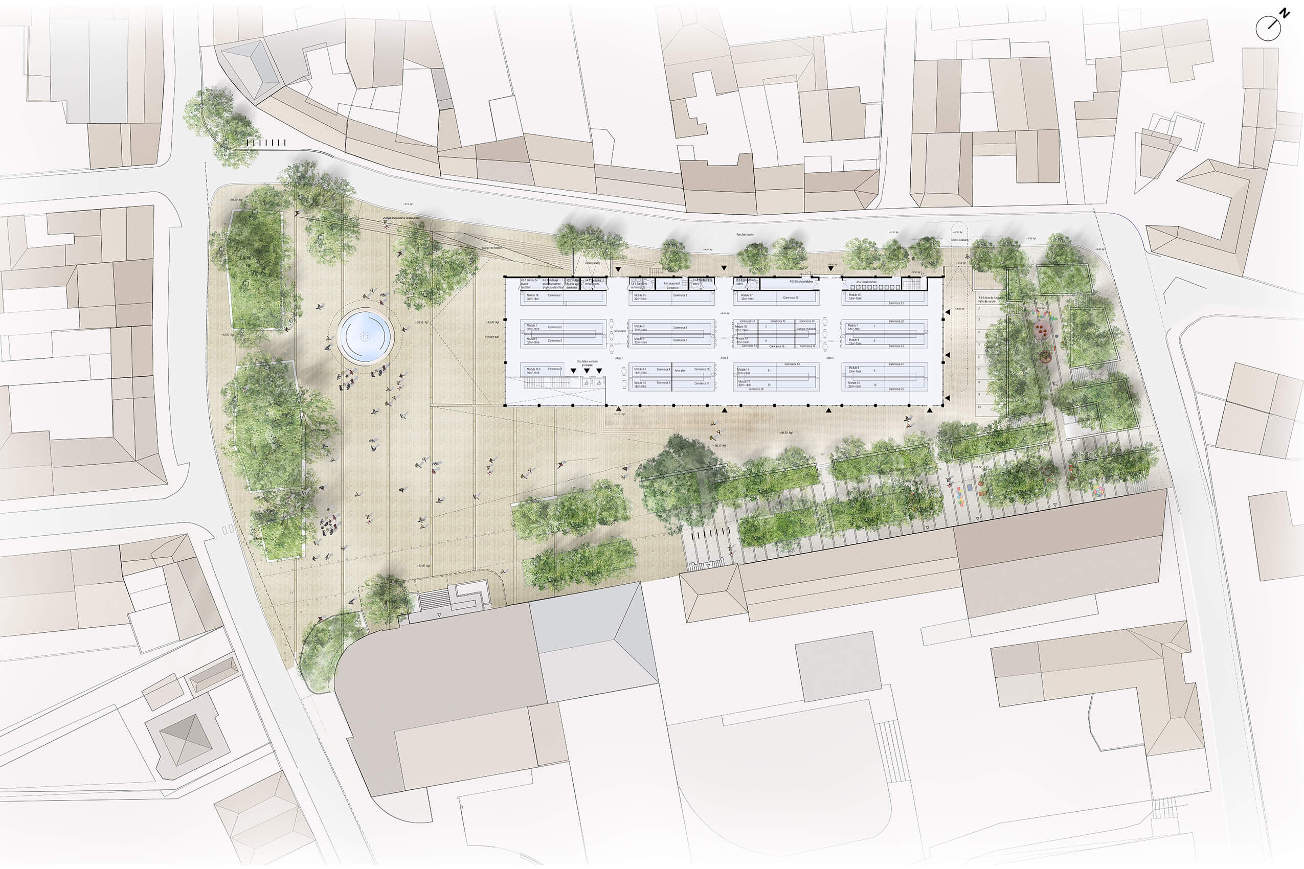 La nouvelle halle au cœur de la ville tah_planmasse_rdc_horizontal