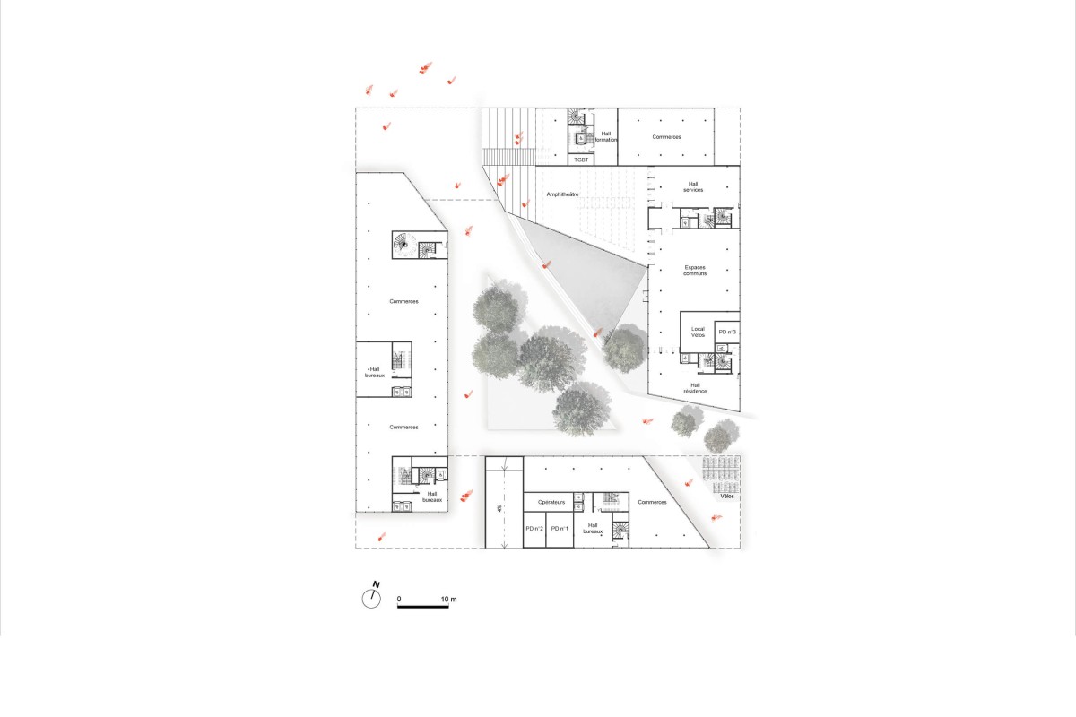 Mix-Cité : des bureaux et logements sur le campus mxt_plan-rdc